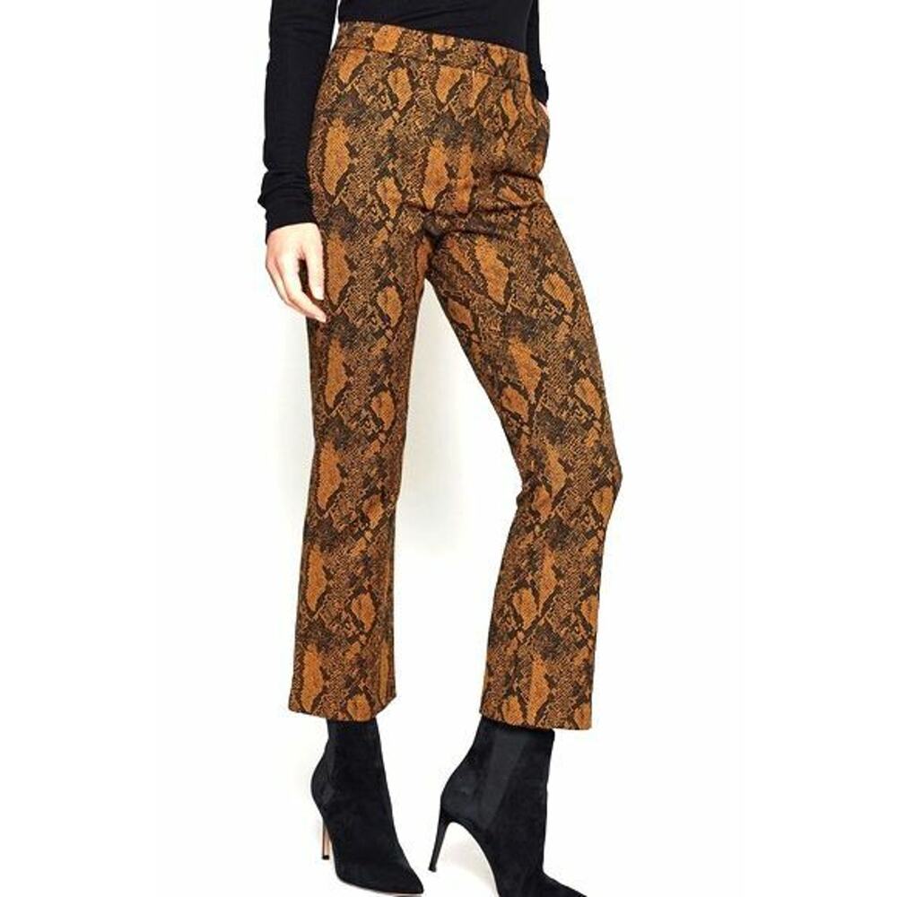 B0 NWT JOIE Marcena Brown/Black Snake Print Jacquard Cropped Pants Size 0 $228